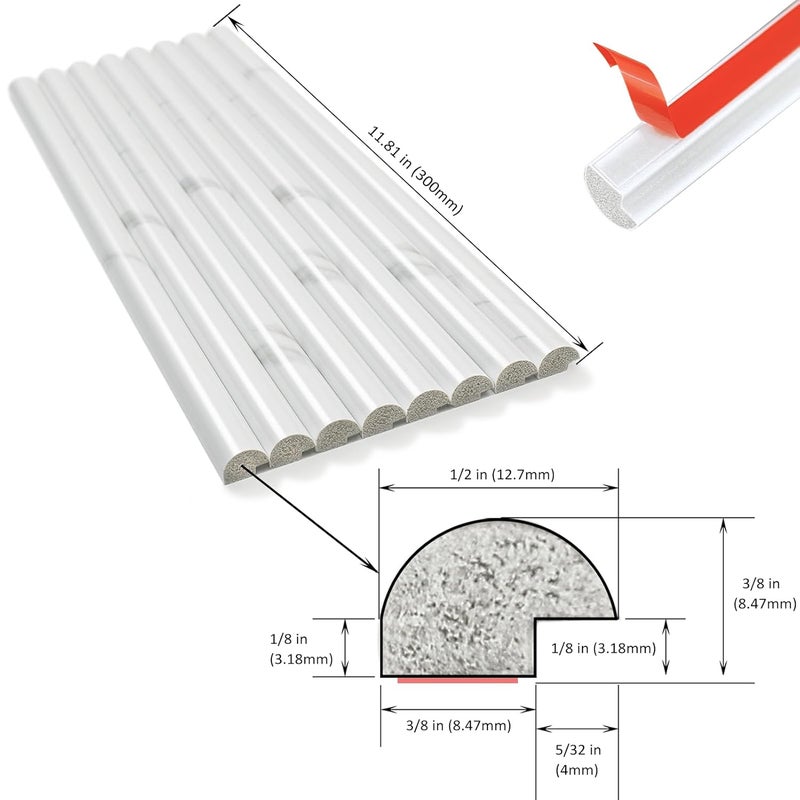 Tilingview 10-Pack Peel and Stick Tile Trim for Backsplash – 12" Self-Adhesive PVC Molding Edge, Decorative Pencil Tile Edging for Walls (White Stone) - Image 3